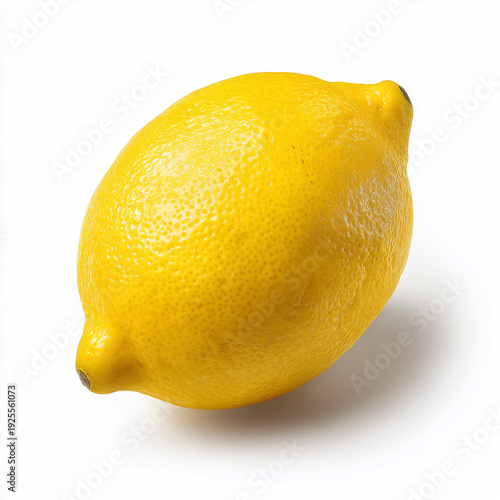 Fresh Whole Yellow Lemon with Detailed Peel Texture Isolated on White