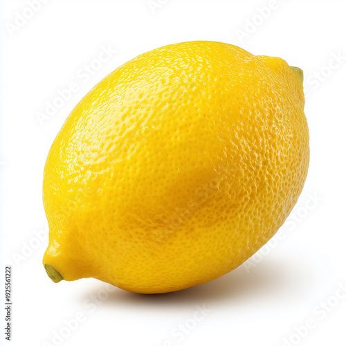 Fresh Whole Yellow Lemon with Detailed Peel Texture Isolated on White