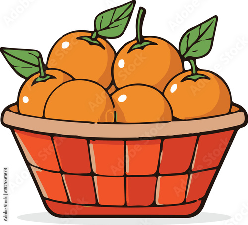 A basket of fresh oranges fruit.