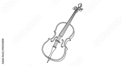 Violin Illustration with Bow and Strings.