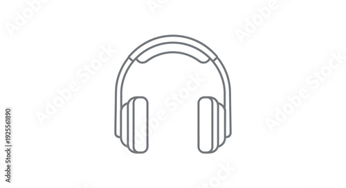 Simple Line Drawing of Headphones Icon.