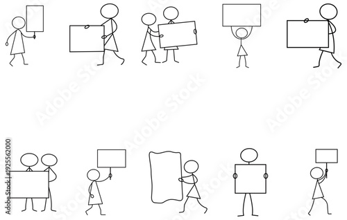 Collections Stick figures holding blank signs