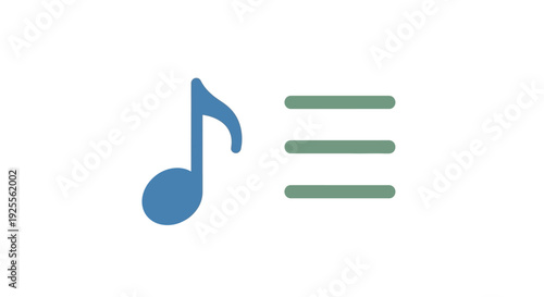 Blue Music Note Symbol with Lines.