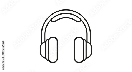 Simple Line Drawing of Headphones.