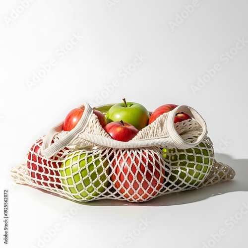 Wallpaper Mural Apples in a natural fiber mesh produce bag Torontodigital.ca