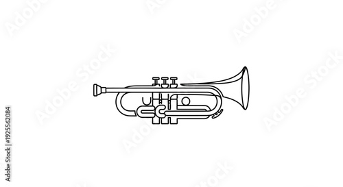 Black and White Trumpet Illustration.