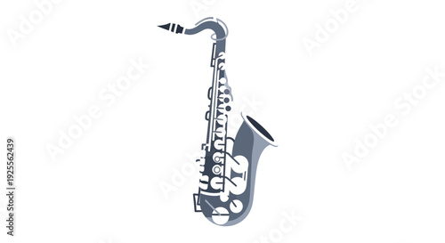 Silver Saxophone Musical Instrument Closeup View.