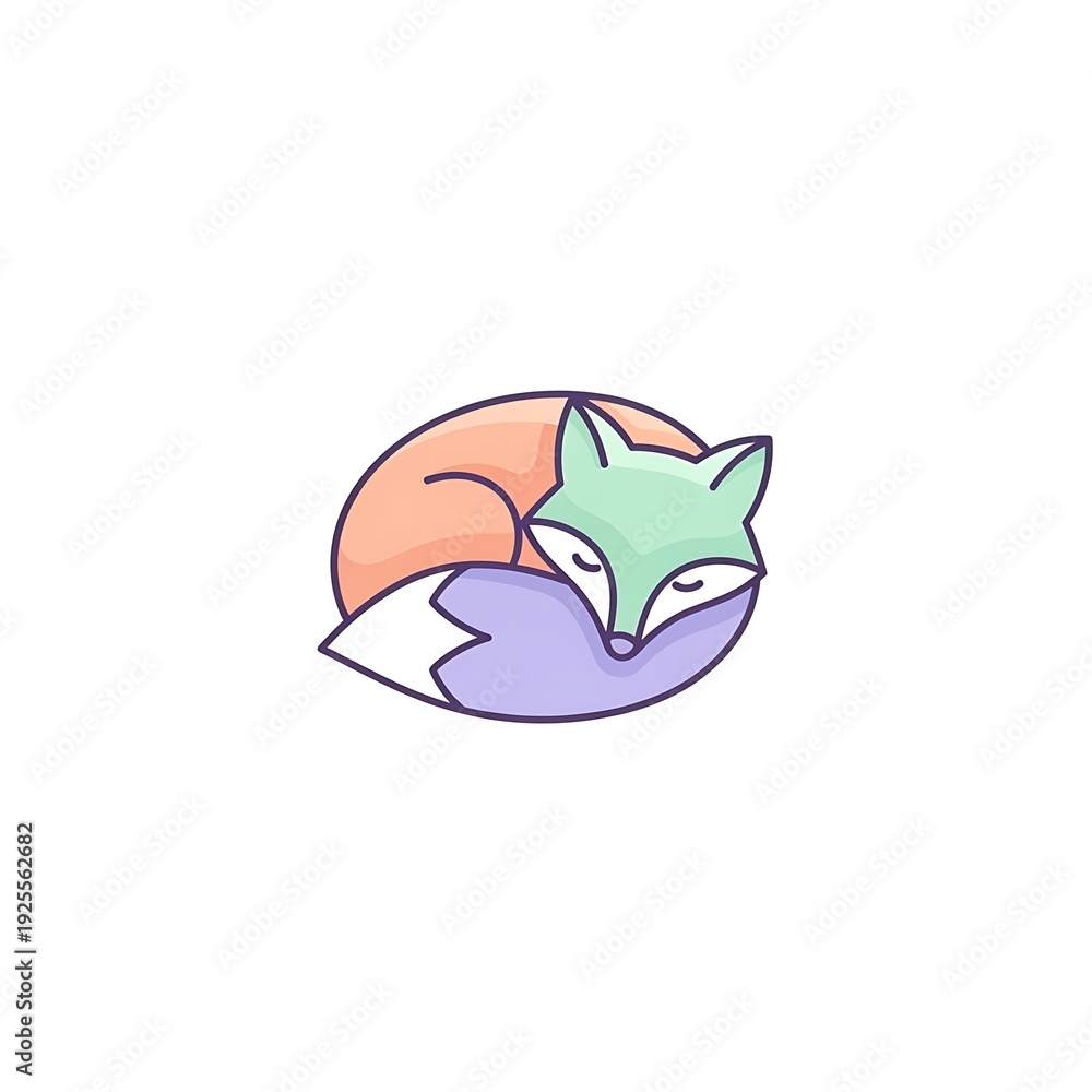 Fototapeta premium Adorable colorful fox animal sleeping curled up