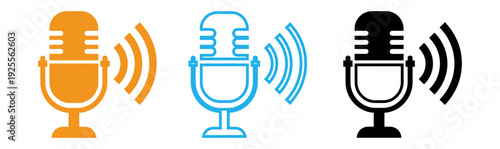 Microphone icons in orange blue and black