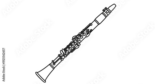 Black and White Clarinet Illustration.
