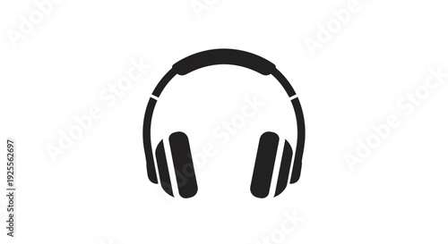 Black Headphones Simple Design Studio Headset.