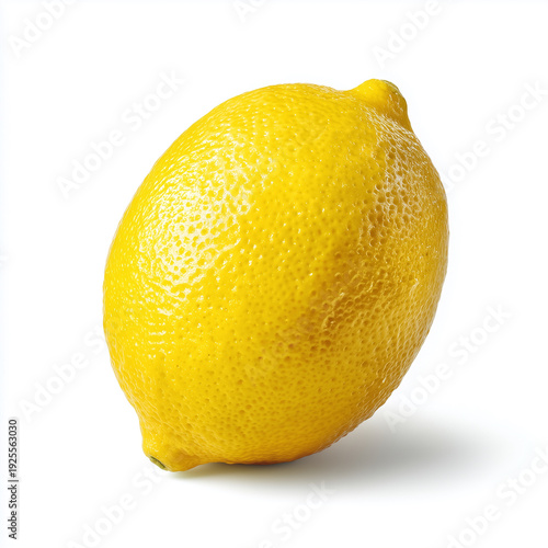 Fresh Whole Yellow Lemon with Detailed Peel Texture Isolated on White