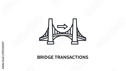 Modern bridge icon symbolizing transactions, connectivity, and forward movement with an arrow indicating direction.