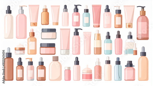 Minimal Skincare Packaging Set – Pastel Cosmetic Containers with Blank Label Mockups