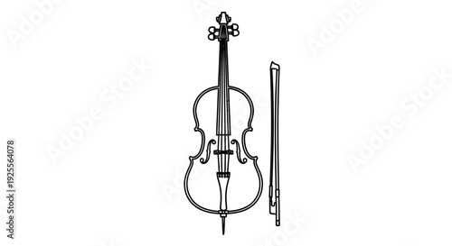 Violin and Bow Illustration Simple Design.