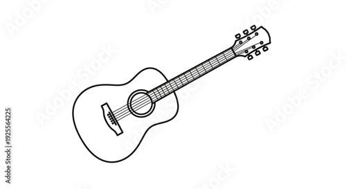 Simple Line Drawing of Acoustic Guitar.