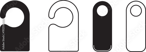 Four different door hangers in black and white colors  hotel room service tags