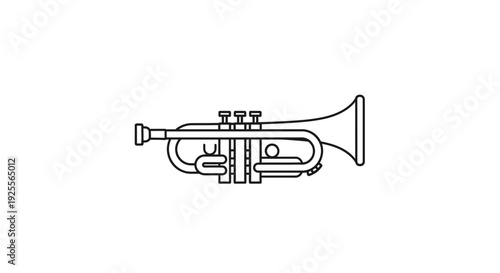 Simple Line Drawing of a Trumpet Instrument.