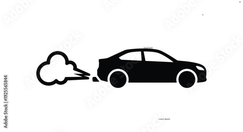 Black silhouette of a car emitting exhaust fumes a simple icon