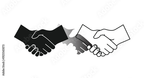 Two handshakes depicted in contrasting black fill and white outline styles