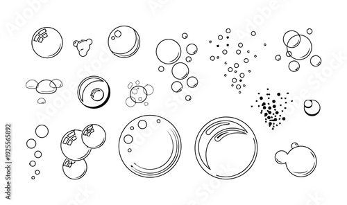 A collection of hand-drawn bubbles and dots in various sizes and arrangements