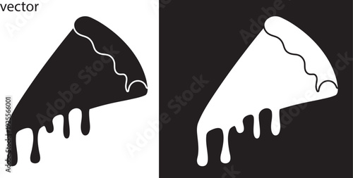 Melting Pizza Slice vector Illustration Set, Pizza Slice silhouette Pizza Slice line act vector on white background Formats Included EPS