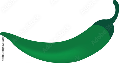 Fresh green chili pepper isolated on transparent background. Natural spicy vegetable.