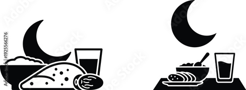 Ramadan kareem greeting with crescent moon and lanterns