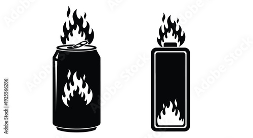 Flaming soda can and mobile phone a dangerous illustration