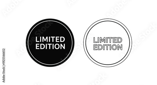 Two circular labels displaying the text limited edition in contrasting styles