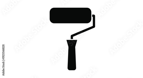 Simple black silhouette of a paint roller on a white background