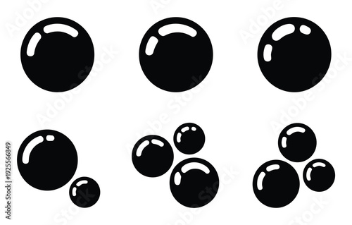 Black Bubbles on White Background