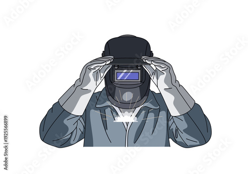 Welder in Protective Gear Welding Mask.