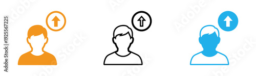 Colorful icons of people with upward arrows