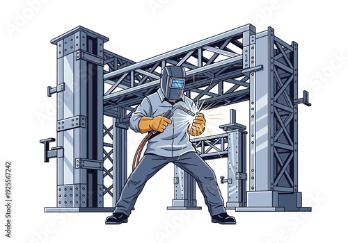 Industrial Worker Wearing Safety Gear Equipment.