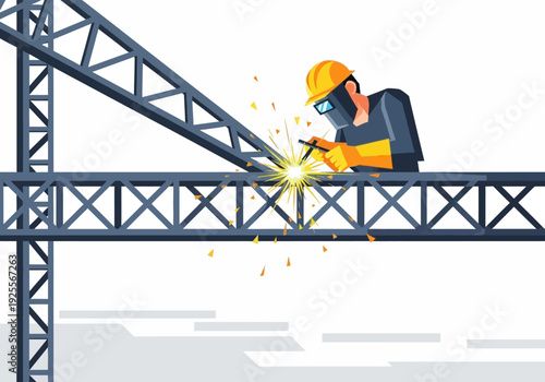 Welder Working on Metal Structure.