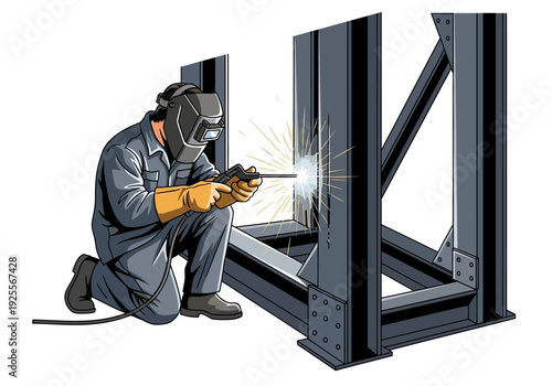 Welder Working on Metal Structure.