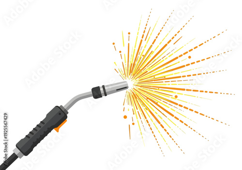 Welding Torch Emitting Bright Sparks.