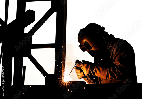 Welder Working with Metal Fabrication Project.