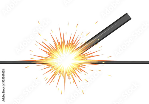 Welding Torch Creating Bright Spark Explosion.