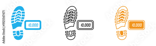 Footprints with step counters in different colors