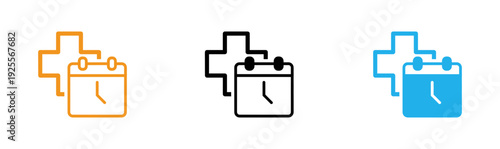 Calendar icons in orange black and blue