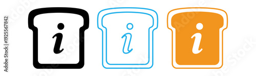 Information icons in the shape of toast slices