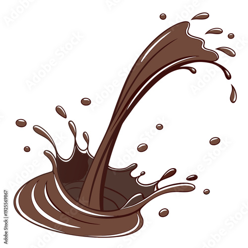A splash of chocolate liquid on a white background Vector