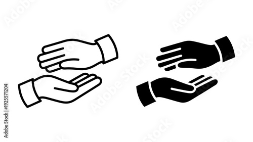Two universal hand gestures illustrate giving and receiving or offering and accepting.