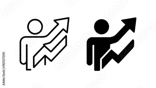 A dynamic icon symbolizes individual growth and personal development with an upward arrow.