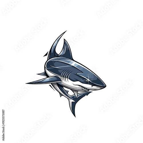Aggressive stylized shark mascot illustration on white background