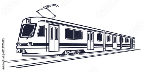 Modern light rail tram traveling on urban tracks during daytime