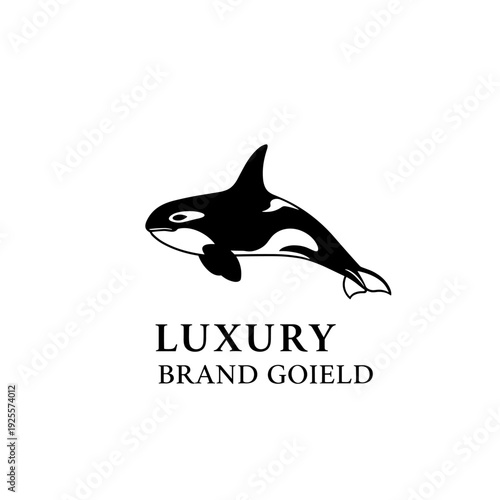 Black and white orca killer whale minimal logo design