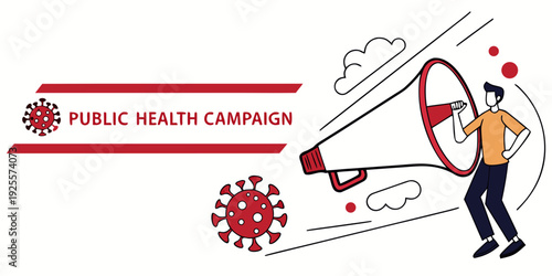 Public health advocate promoting awareness with a megaphone during a health campaign